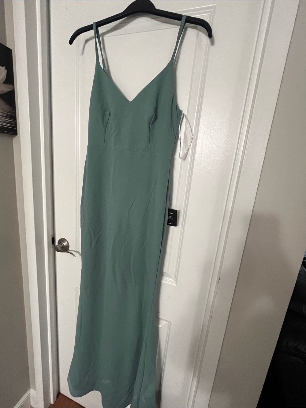 Lulu's Sage Green Spaghetti Strap Maxi Dress
